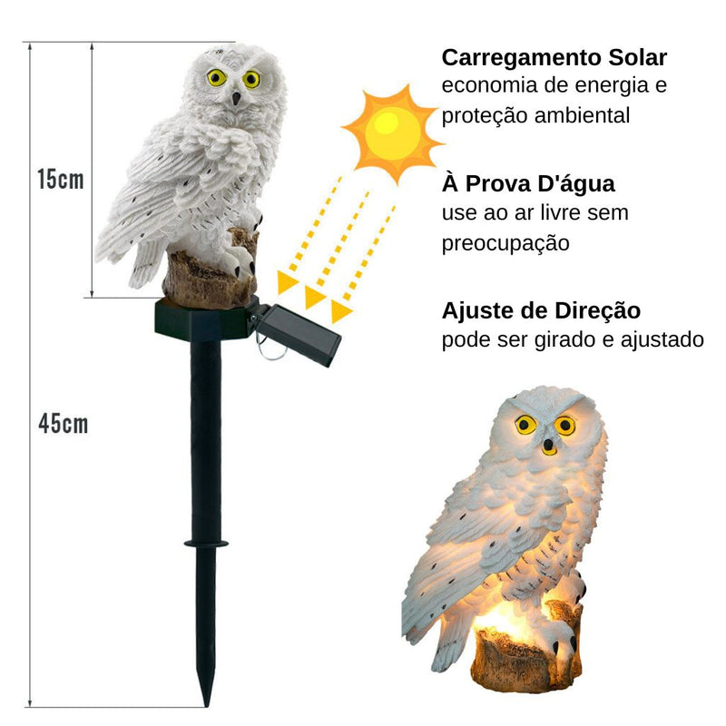 Coruja Luminária Solar - DaVivenda