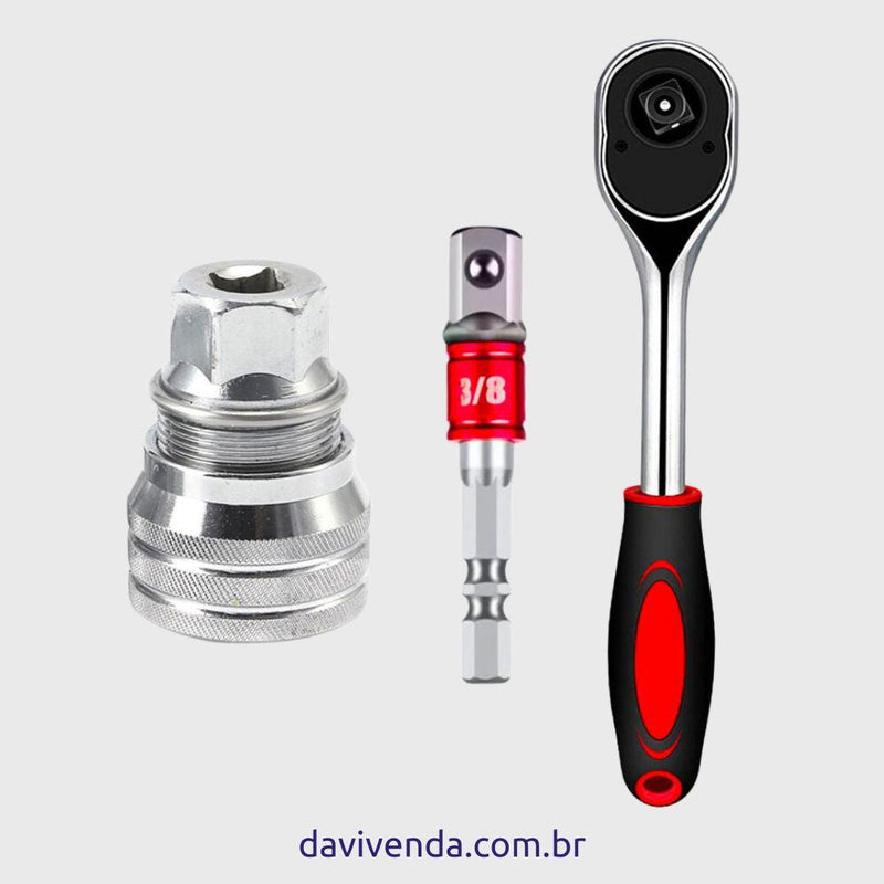 Soquete Regulável Adaptador 3/8" e Chave - DaVivenda