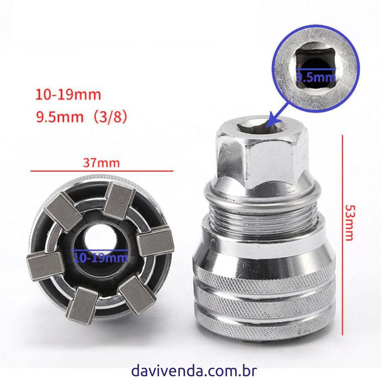 Soquete Regulável Adaptador 3/8" e Chave - DaVivenda