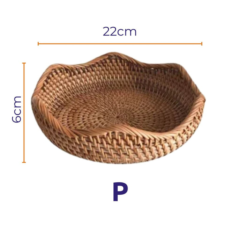 Kit Cestas de Rattan Palha Natural 3 Peças - DaVivenda