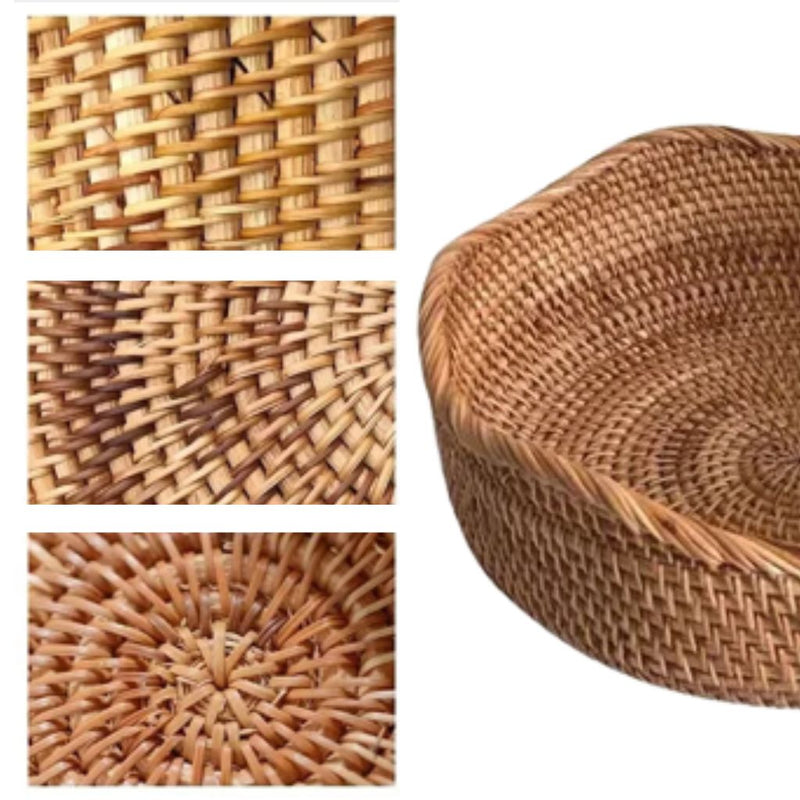 Kit Cestas de Rattan Palha Natural 3 Peças - DaVivenda