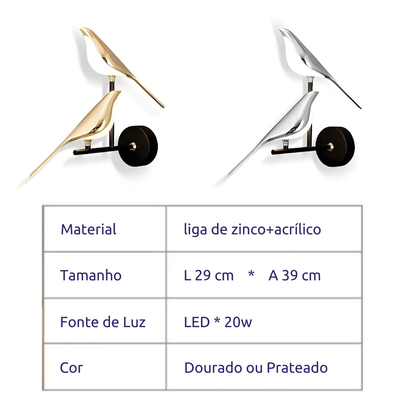 Arandela de Parede 2 Pássaros