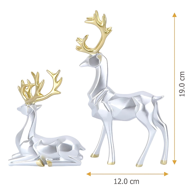 Estatuetas Renas Geométricas 2 Peças