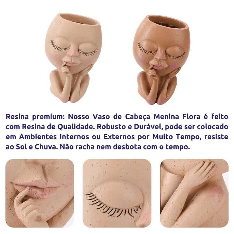 Vaso de Cabeça Menina Flora B