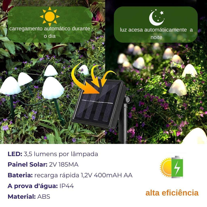 Luminária Solar Jardim Cogumelos - DaVivenda