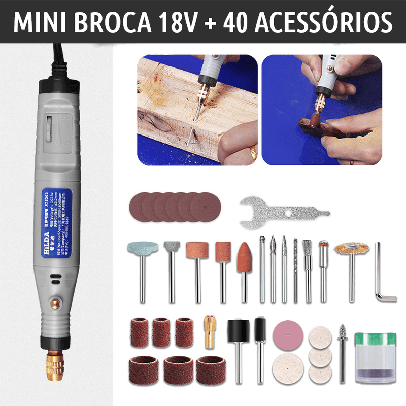 Mini Broca Multifuncional + 40 Acessórios - davivenda